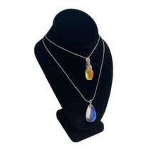 Tall Neck Display Sterling Silver Crystal Jewelry Necklace